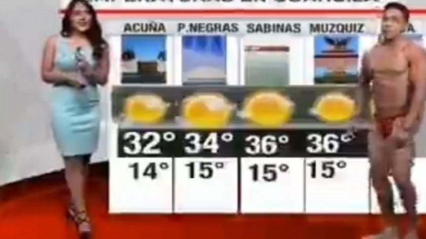 Hombres en tanga son los “chicos del clima” en Coahuila